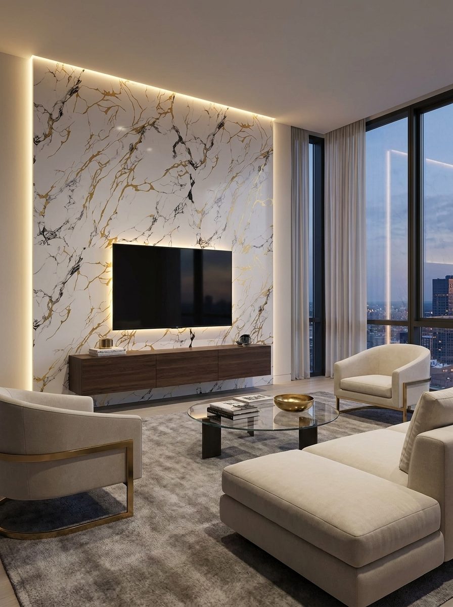 Marble UV Sheets design MS 811, installed