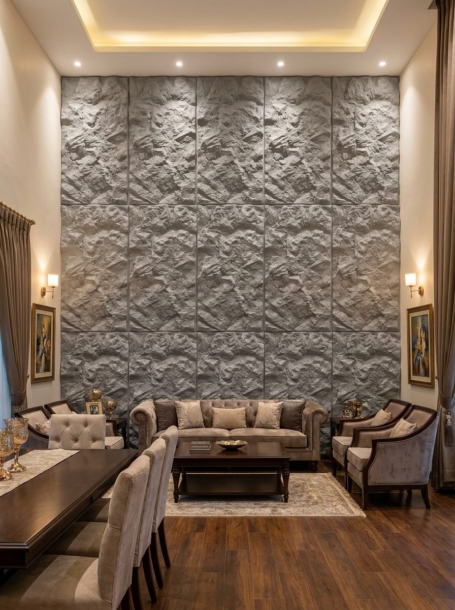 PU Panels design Mist in cool gray, installed
