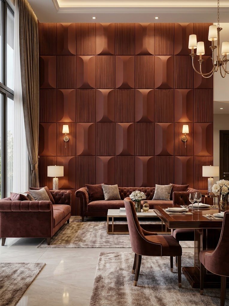 PU Panels design Retro in terracotta, installed