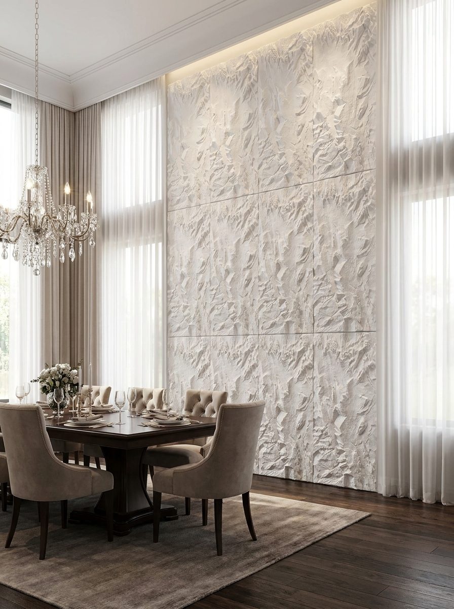 PU Panels design River Stone in white, installed