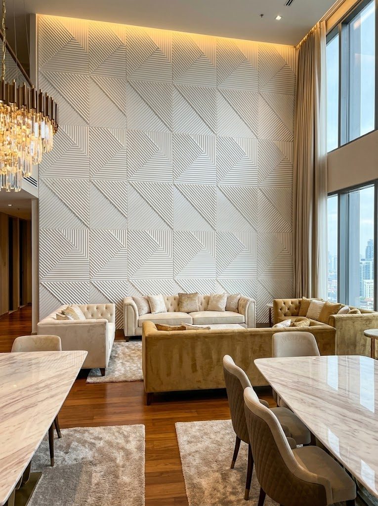 PU Panels design Twister in white, installed