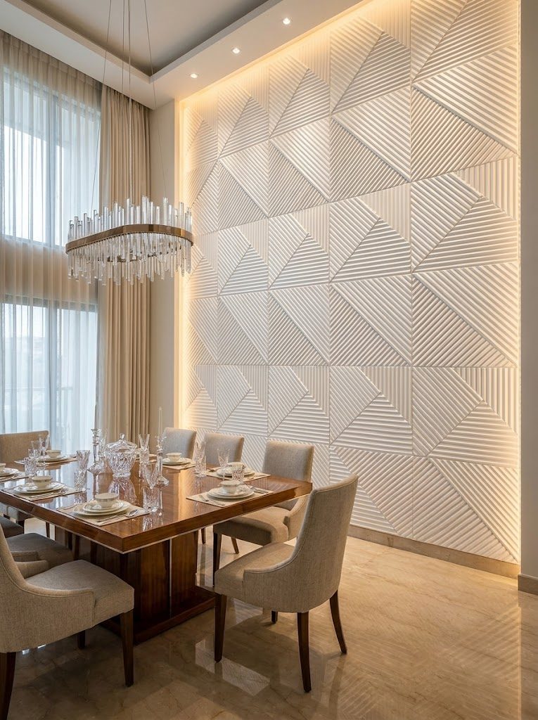 PU Panels design Twister in white, installed